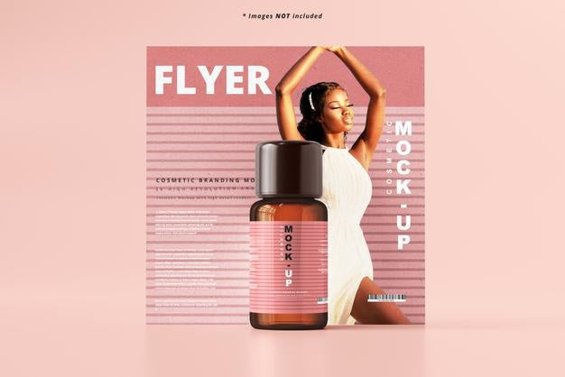 Amber Glass Cosmetic Bottle Mockup Psd
