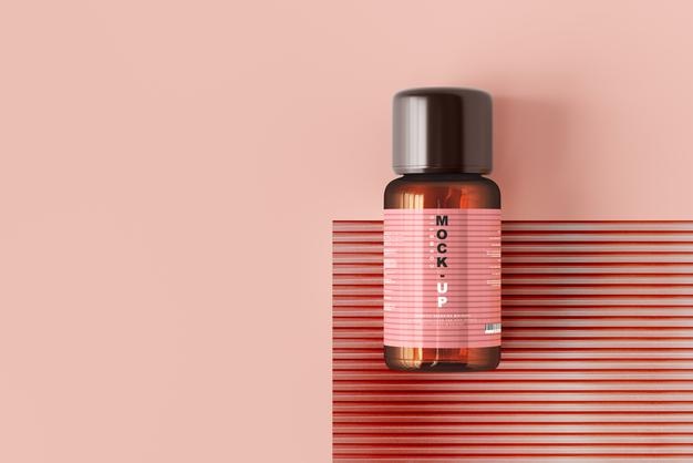 Amber Glass Cosmetic Bottle Mockup Psd