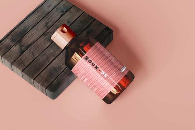 Amber Glass Cosmetic Bottle Mockup Psd