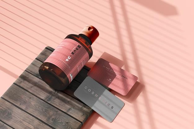 Amber Glass Cosmetic Bottle Mockup Psd
