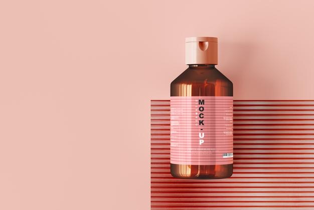 Amber Glass Cosmetic Bottle Mockup Psd