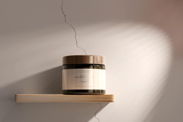 Amber Glass Cosmetic Jar Mockup Psd