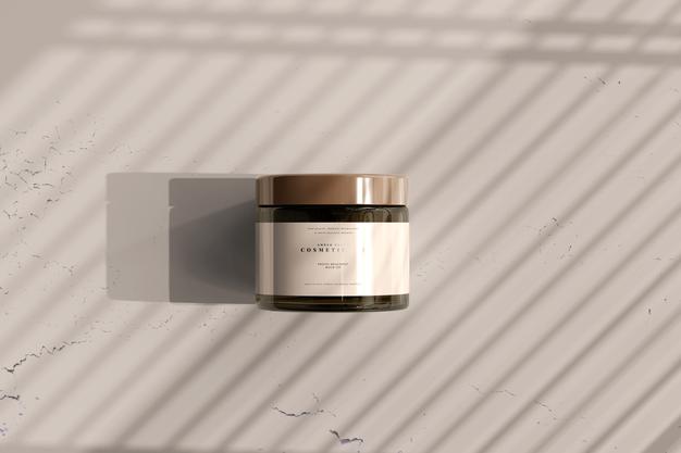 Amber Glass Cosmetic Jar Mockup Psd