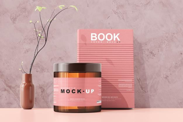 Amber Glass Cosmetic Jar Mockup Psd