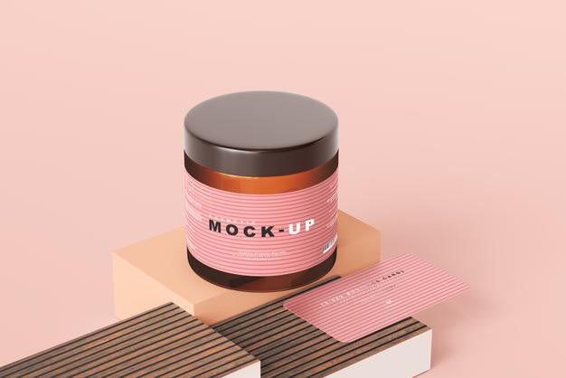 Amber Glass Cosmetic Jar Mockup Psd