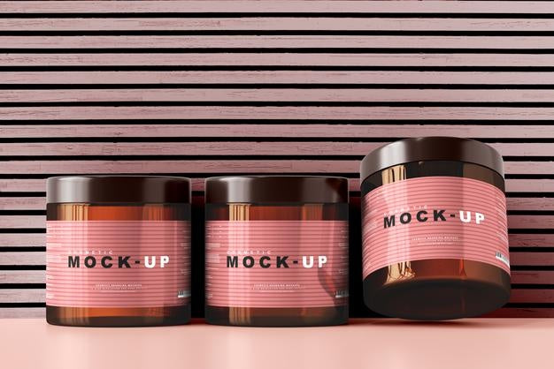 Amber Glass Cosmetic Jar Mockup Psd