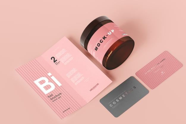 Amber Glass Cosmetic Jar Mockup Psd