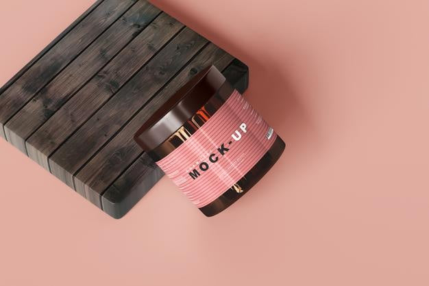 Amber Glass Cosmetic Jar Mockup Psd