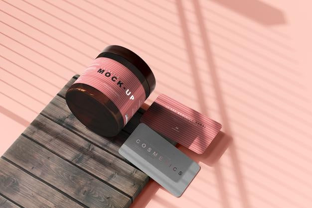 Amber Glass Cosmetic Jar Mockup Psd