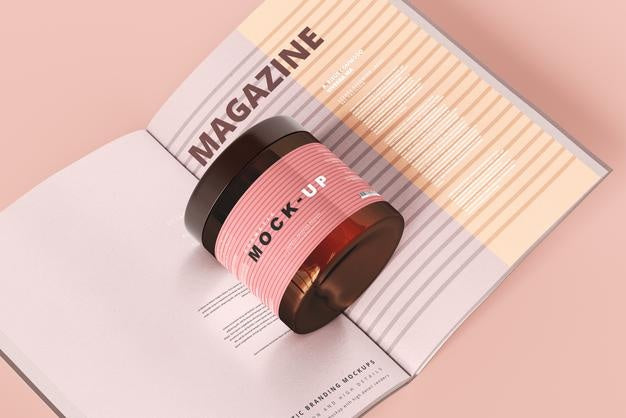 Amber Glass Cosmetic Jar Mockup Psd