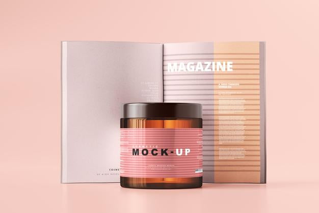 Amber Glass Cosmetic Jar Mockup Psd