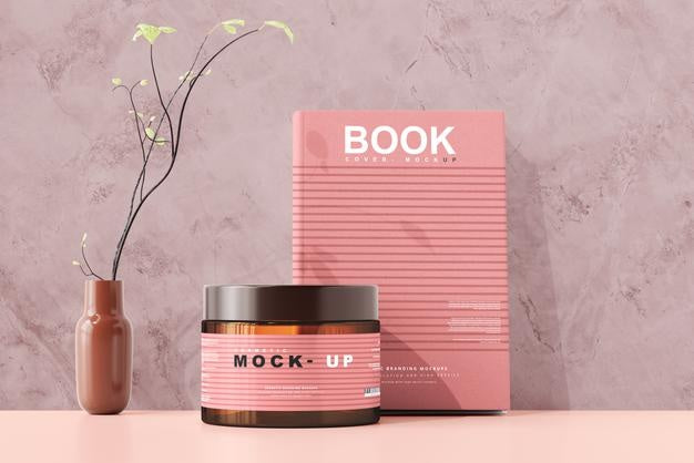Amber Glass Cosmetic Jar Mockup Psd