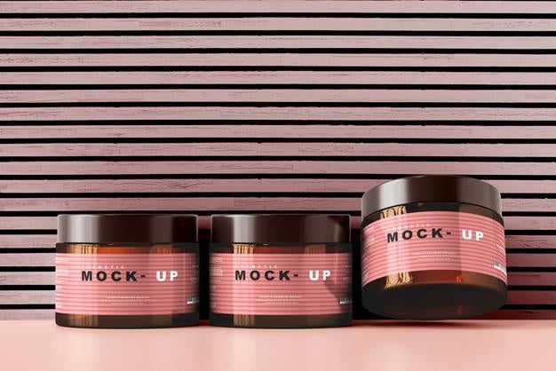 Amber Glass Cosmetic Jar Mockup Psd