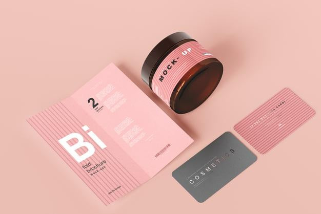 Amber Glass Cosmetic Jar Mockup Psd