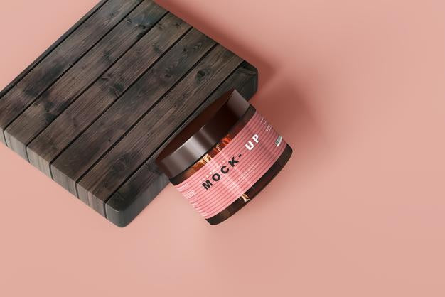 Amber Glass Cosmetic Jar Mockup Psd