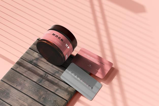 Amber Glass Cosmetic Jar Mockup Psd