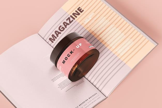 Amber Glass Cosmetic Jar Mockup Psd