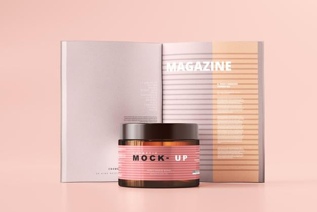 Amber Glass Cosmetic Jar Mockup Psd