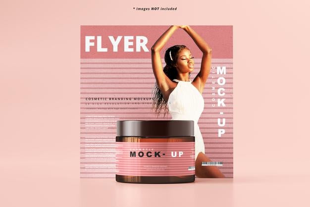 Amber Glass Cosmetic Jar Mockup Psd