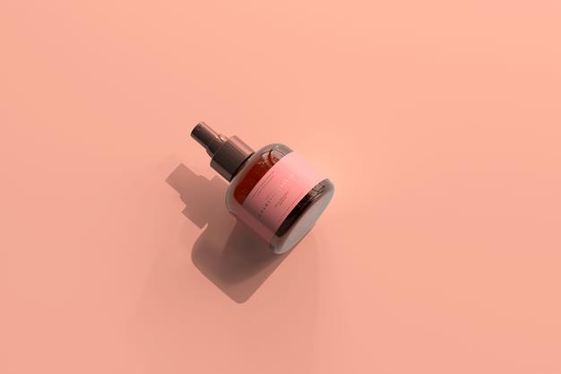 Amber Glass Cosmetic Spray Bottle Mockup Psd