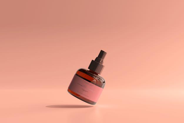 Amber Glass Cosmetic Spray Bottle Mockup Psd