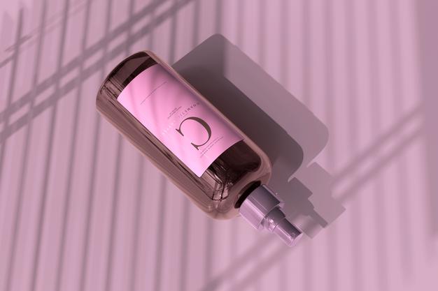 Amber Glass Cosmetic Spray Bottle Mockup Psd