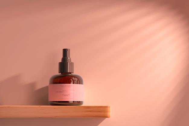 Amber Glass Cosmetic Spray Bottle Mockup Psd