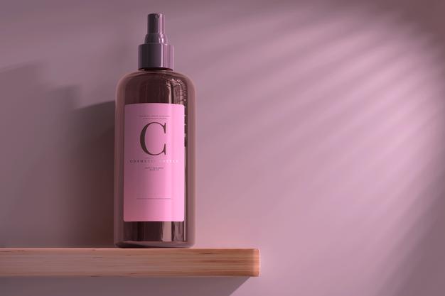 Amber Glass Cosmetic Spray Bottle Mockup Psd