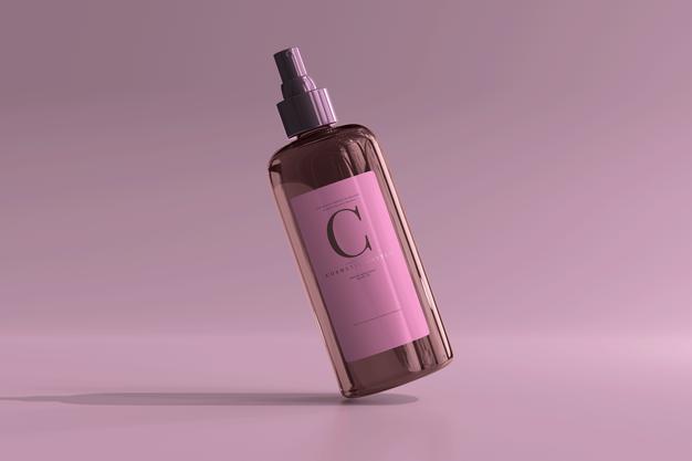 Amber Glass Cosmetic Spray Bottle Mockup Psd