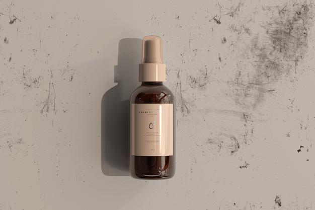 Amber Glass Cosmetic Spray Bottle Mockup Psd