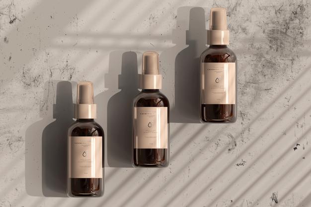 Amber Glass Cosmetic Spray Bottle Mockup Psd