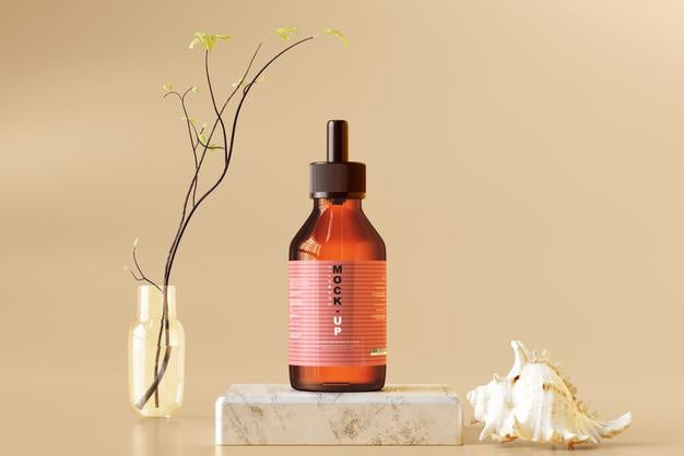 Amber Glass Dropper Bottle Mockup Psd