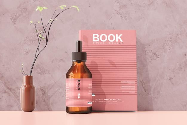 Amber Glass Dropper Bottle Mockup Psd