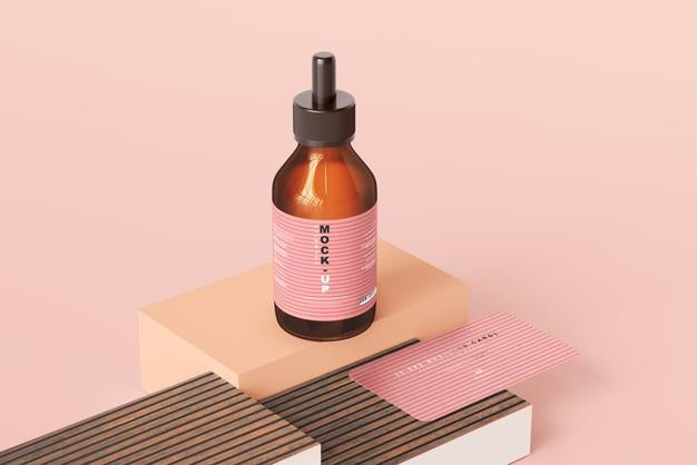 Amber Glass Dropper Bottle Mockup Psd