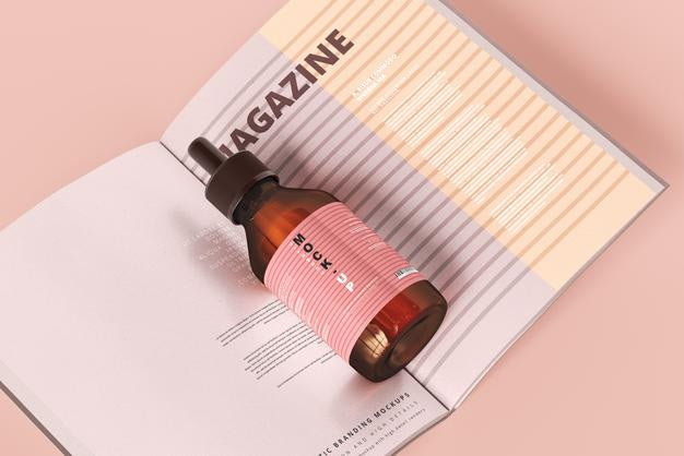 Amber Glass Dropper Bottle Mockup Psd