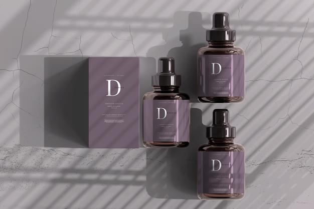 Amber Glass Dropper Bottle With Box Mockup Psd