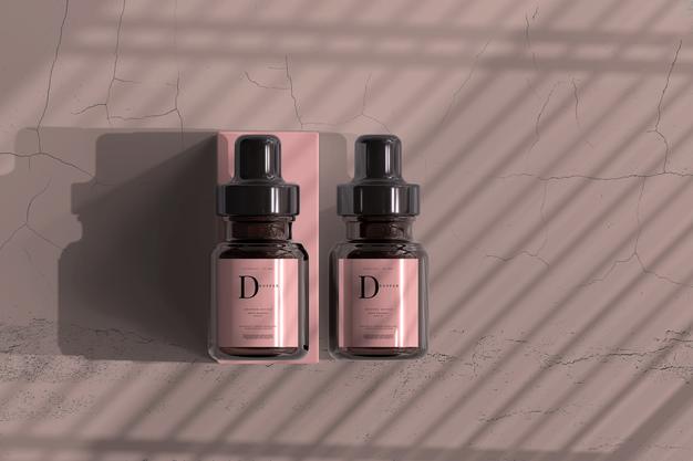 Amber Glass Dropper Bottle With Box Mockup Psd