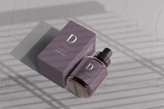 Amber Glass Dropper Bottle With Box Mockup Psd