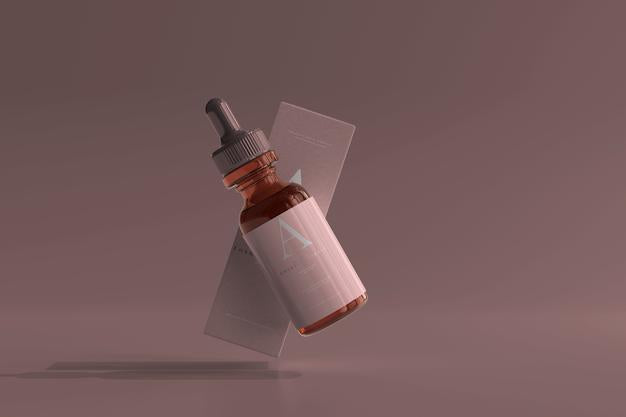 Amber Glass Dropper Bottle With Box Mockup Psd