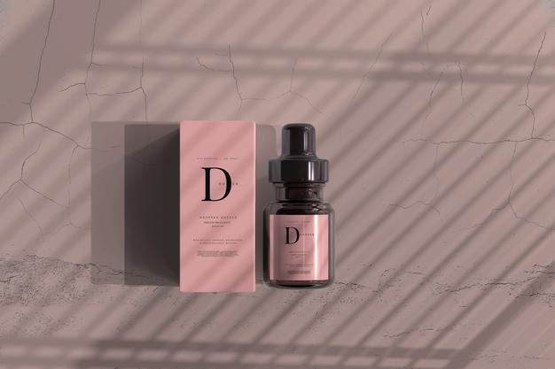 Amber Glass Dropper Bottle With Box Mockup Psd