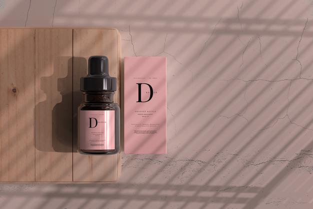 Amber Glass Dropper Bottle With Box Mockup Psd