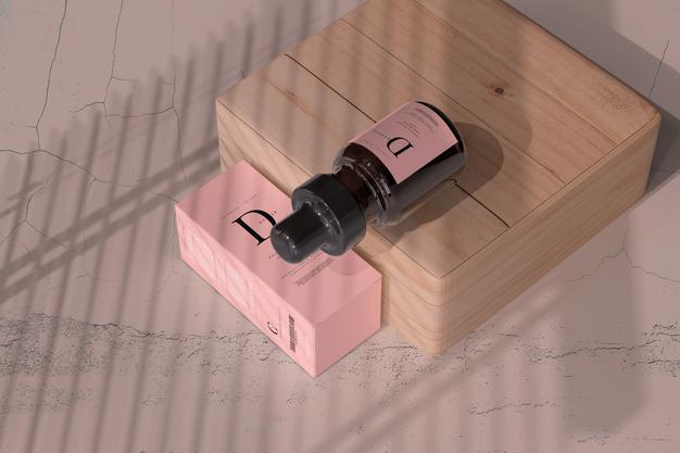 Amber Glass Dropper Bottle With Box Mockup Psd