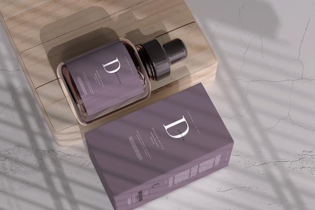 Amber Glass Dropper Bottle With Box Mockup Psd