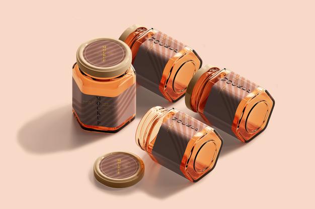 Amber Glass Jar Mockup Psd