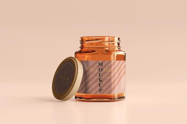 Amber Glass Jar Mockup Psd