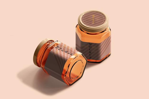 Amber Glass Jar Mockup Psd