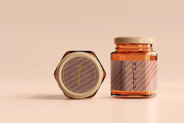 Amber Glass Jar Mockup Psd