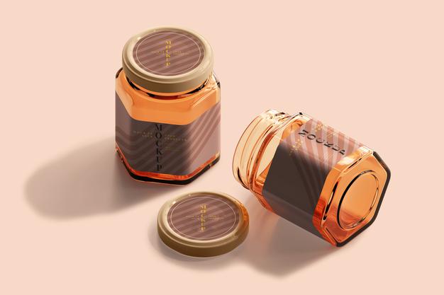 Amber Glass Jar Mockup Psd