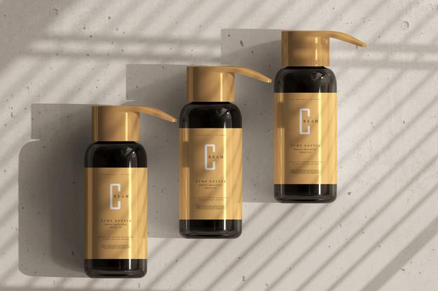 Amber Glass Pump Bottle Mockup Psd