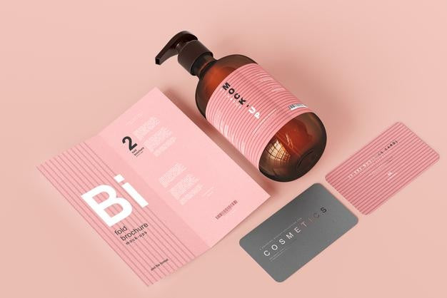 Amber Glass Pump Bottle Mockup Psd